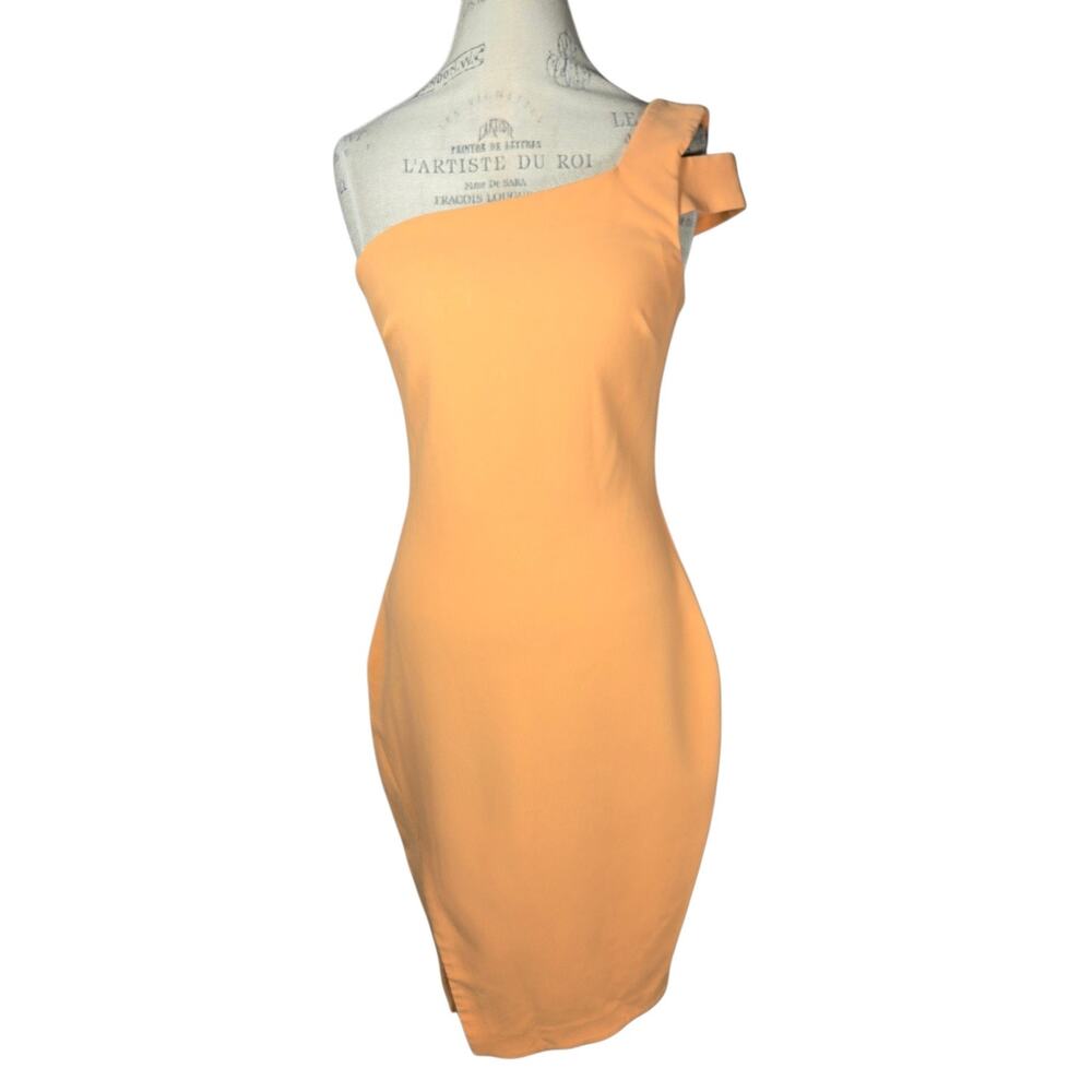 LIKELY Womens 8 Orange One Shoulder Bodycon Sheath Dress Cocktail Wedding